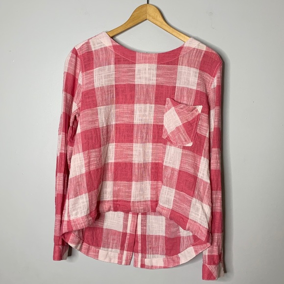 Anthropologie Cloth & Stone Plaid Gingham Top - Picture 2 of 5